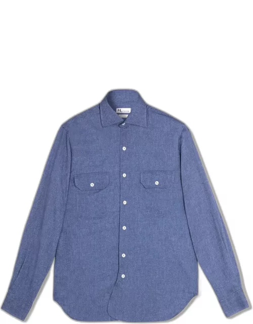 doppiaa Aantero Blue Flannel Shirt