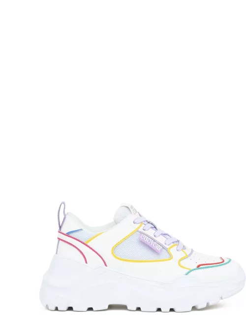 Versace Jeans Couture Leather Platform Sneakers With Coloured Line