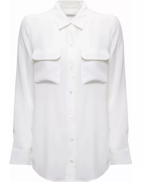slim Signature Silk White Shirt Woman Equipment