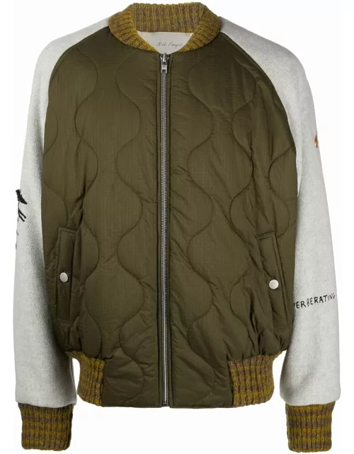 Nick Fouquet Green And Grey Bomber Jacket