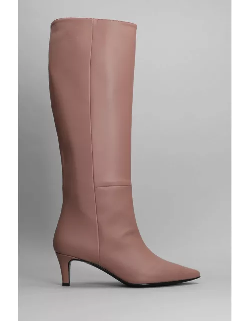 Marc Ellis Oregon High Heels Boots In Rose-pink Leather