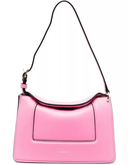 micro Penelope Pink Shoulder Bag With Logo Print In Leather Woman Wandler
