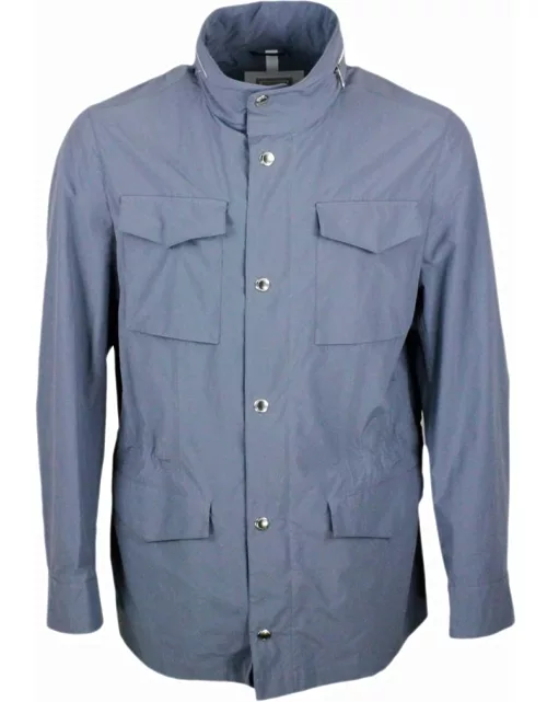 Brunello Cucinelli Light Windproof Field Jacket With Front Pockets, Drawstring Waist And Integrated Hood.