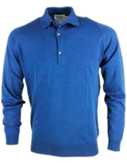 John Smedley Long-sleeved Polo Shirt In Cotton Thread With 3-button Closure