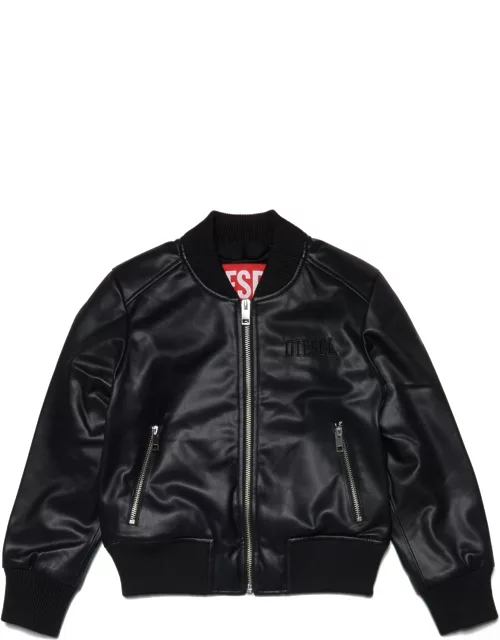 Jruss Jacket Diesel Black Faux Leather Bomber Jacket
