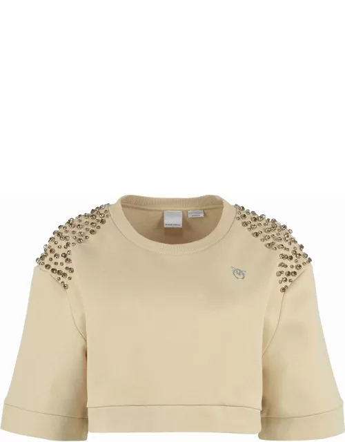 Pinko Short-sleeved Cotton Crewneck Sweatshirt