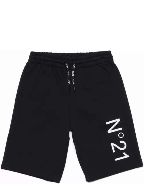 N.21 N21p146m Shorts N°21 Black Fleece Shorts With Logo