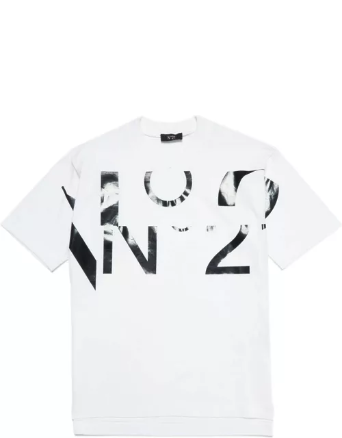 N.21 N21t172m Over T-shirt N°21 White Jersey T-shirt With Sectioned Logo