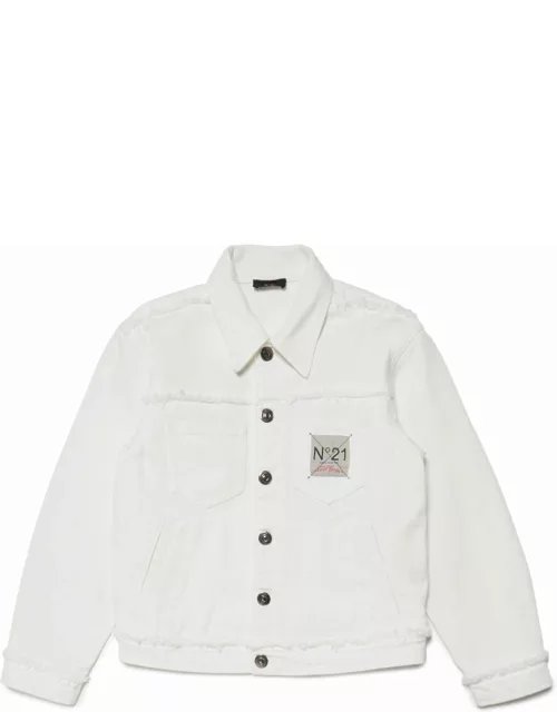 N.21 N21j70u Jacket N°21 Natural White Denim Jacket With Logo On The Back