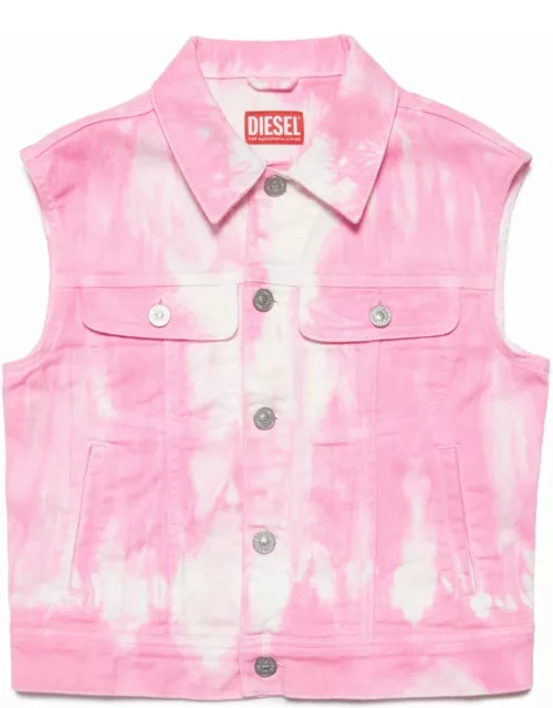 Jbarcy-sm Jacket Diesel Pastel Pink Tie-dye Denim Waistcoat