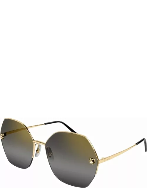 Cartier Eyewear Ct 0332 - Gold Sunglasse