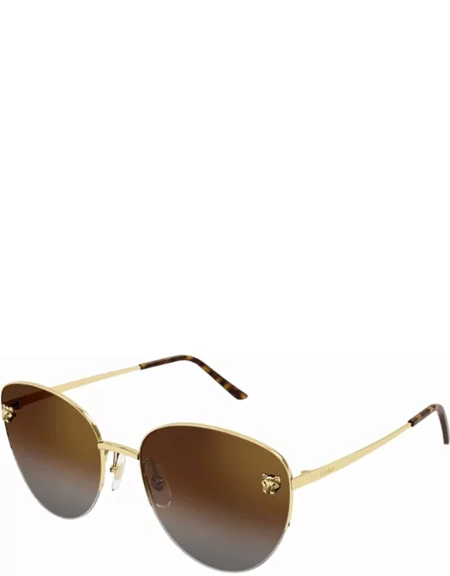 Cartier Eyewear Ct 0301 - Gold Sunglasse