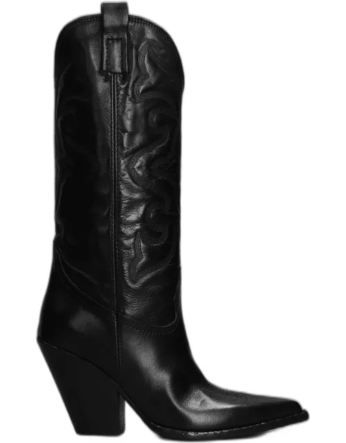 Elena Iachi Texan Boots In Black Leather