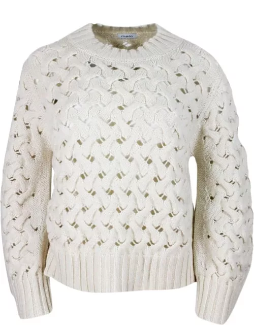 Malo Long-sleeved Crewneck Sweater In Soft Cashmere