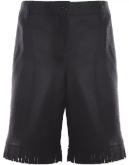 Burberry Wool Shorts With Frayed Edge