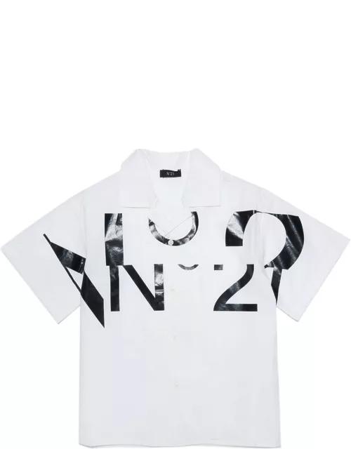 N.21 N21c48m Shirt N°21 White Poplin Shirt With Sectioned Logo