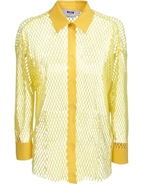 MSGM Fishnet Shirt Yellow