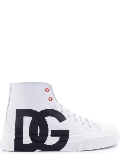 Dolce & Gabbana High Top Portofino In Calf Leather With Dg Logo