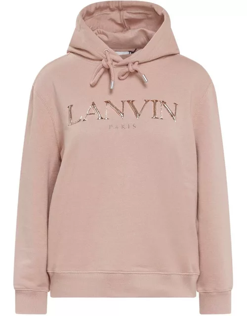 Lanvin Metallic Logo-embroidered Drawstring Hoodie