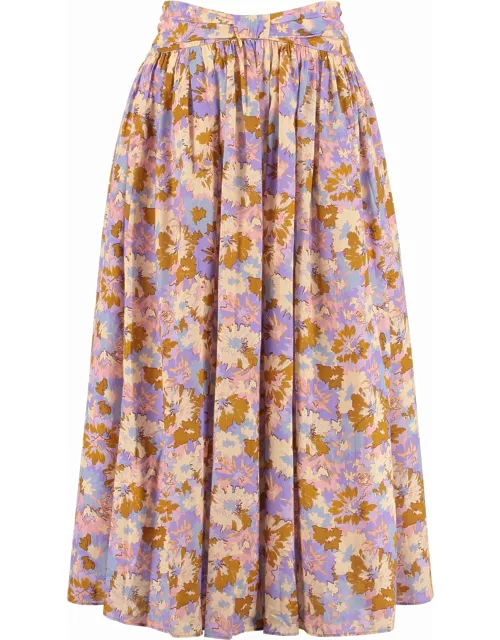 Zimmermann Violet Floral Print Skirt