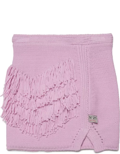 N.21 N21g51f Skirt N°21 Pink Hand-made Effect Knit Skirt With Applied Fringe