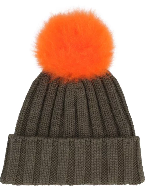 Woolrich Knitted Wool Hat With Pom-po