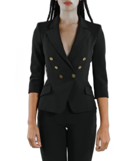 Elisabetta Franchi Double-breasted Jacket In Double Stretch Crepe