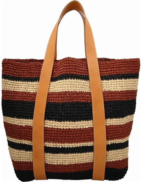 La DoubleJ Multicolor Raffia Shopping Bag