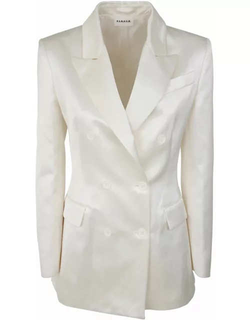 Parosh Double Breasted Satin,viscose And Linen Jacket