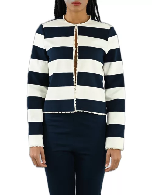 TwinSet Striped Jacket With Pearl