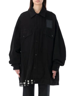Raf Simons Big Fit Jacket With Leather Fringes And Stud
