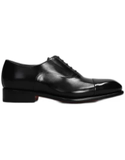 Santoni Isaac Lace Up Shoes In Black Leather