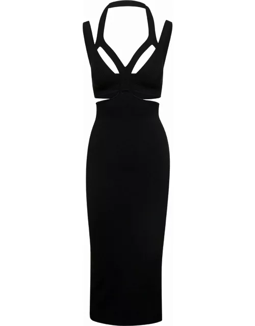 Dion Lee interlink Midi Black Dress With Cut-out Detail In Viscose Blend Woman