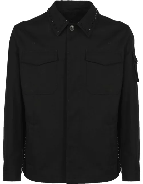 Valentino Garavani Cotton Shirt With Rockstud Collar