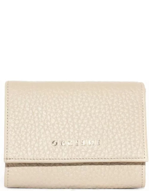 Orciani Beige Grained Leather Wallet