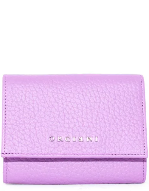 Orciani Purple Grained Leather Wallet