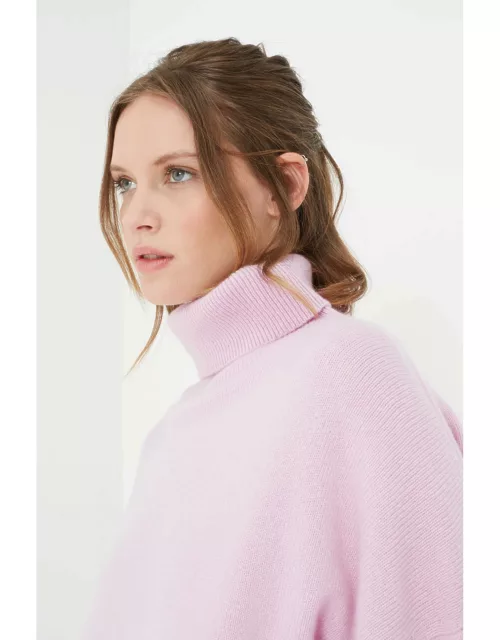 Soft Pink Cashmere Rollneck Sweater