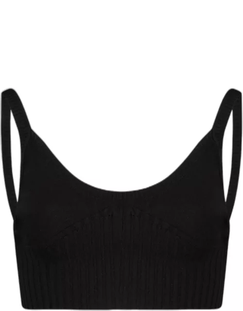 Black knitted top ribbed
