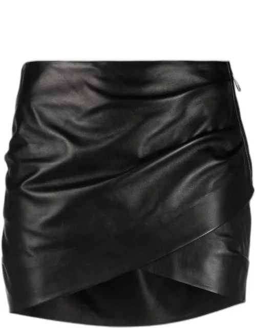 Black leather mini skirt