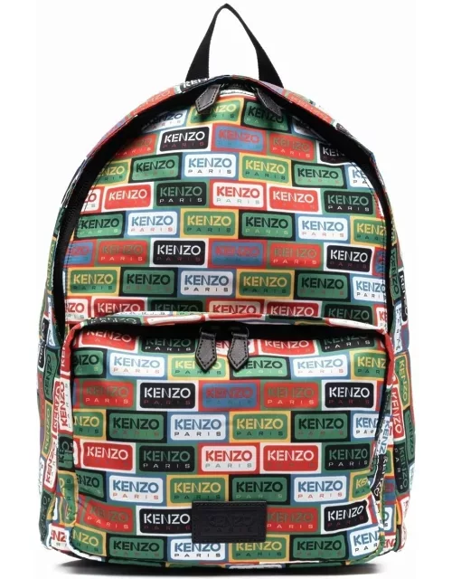 Multicolored backpack with Labels logo