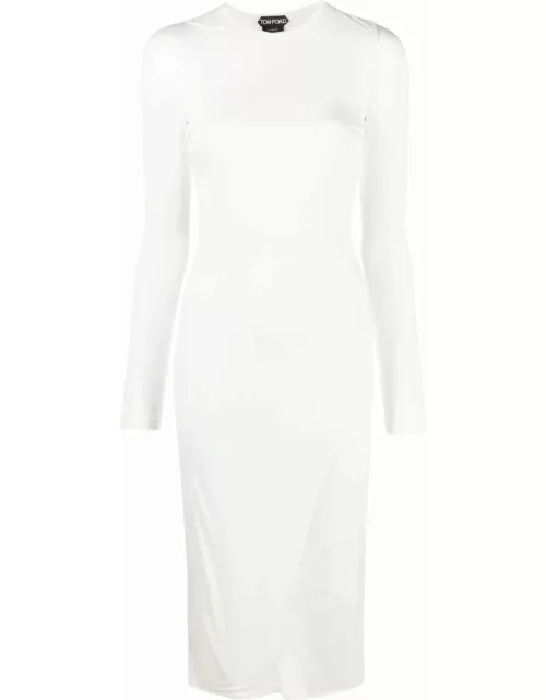 White midi dress with transparent insert