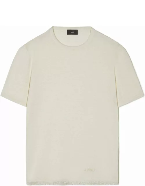 White linen knit t-shirt