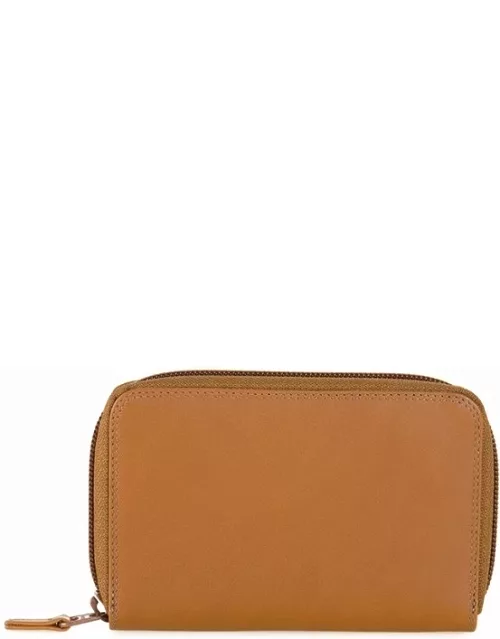 Medium Leather Zip Around Wallet Carame