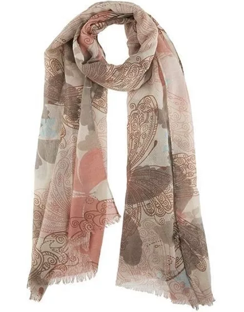 Dents Women's Large Butterfly Print Scarf In Taupe