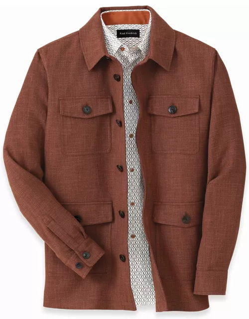 Wool Blend Herringbone Shirt Jacket