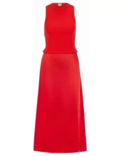Slim-fit sleeveless dress in tonal fabrics- Light Red Women's Knitted Dresse