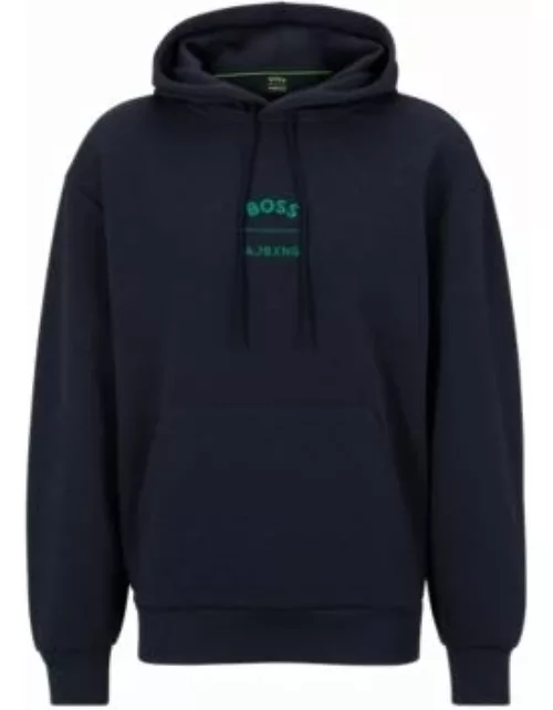 BOSS x AJBXNG relaxed-fit hoodie with all-over monogram jacquard- Dark Blue Men's Tracksuit