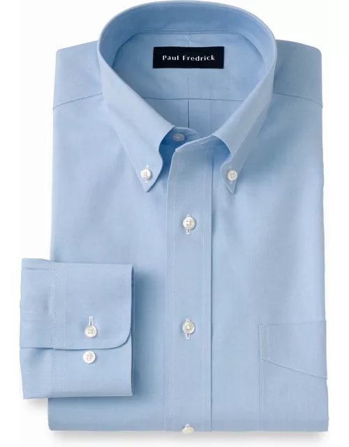 Impeccable Non-iron Cotton Pinpoint Solid Color Button Down Collar Dress Shirt