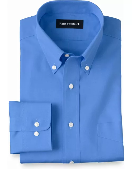 Non-iron Cotton Pinpoint Solid Button Down Collar Dress Shirt