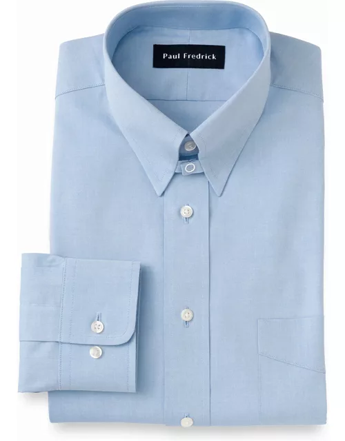 Pure Cotton Pinpoint Solid Color Snap Tab Collar Dress Shirt